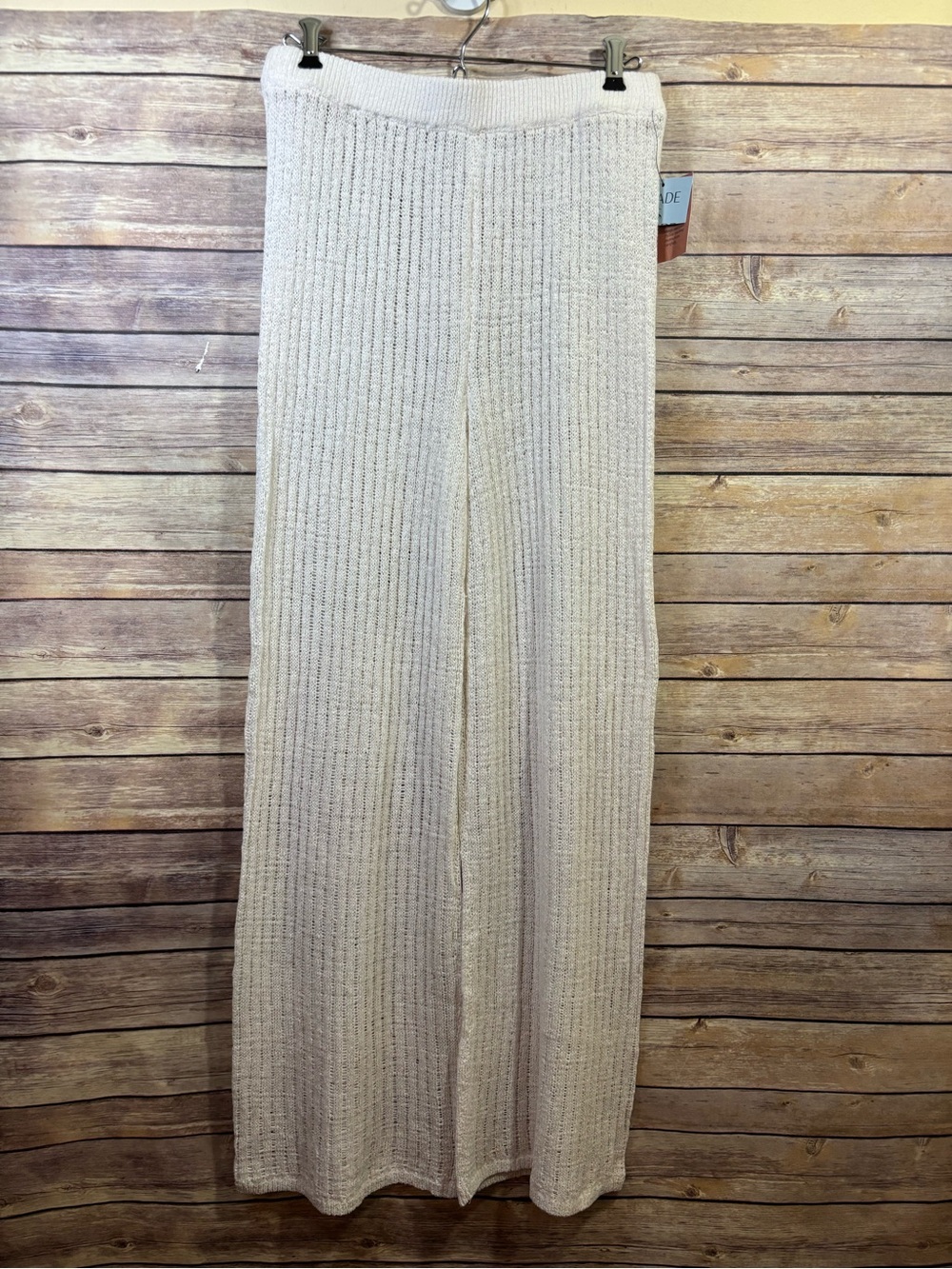 Shade & Shore Knit Wide-Leg Pants in Light Cream Swim Cover